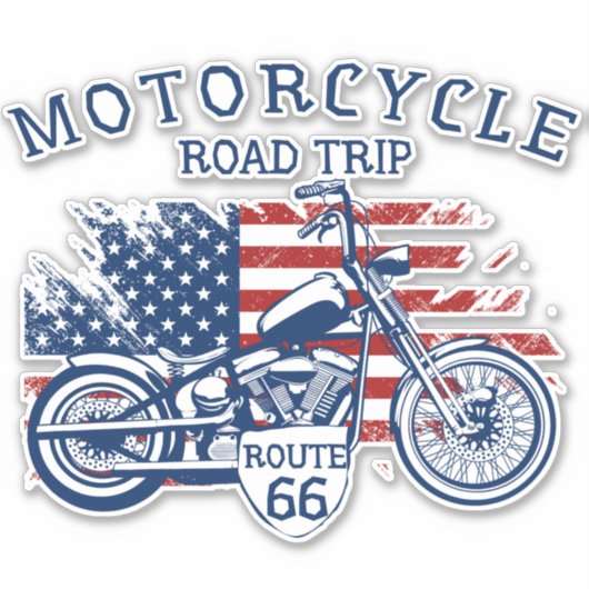Autowegroute 66 Verenigde Staten Vlag Sticker (Voorkant)