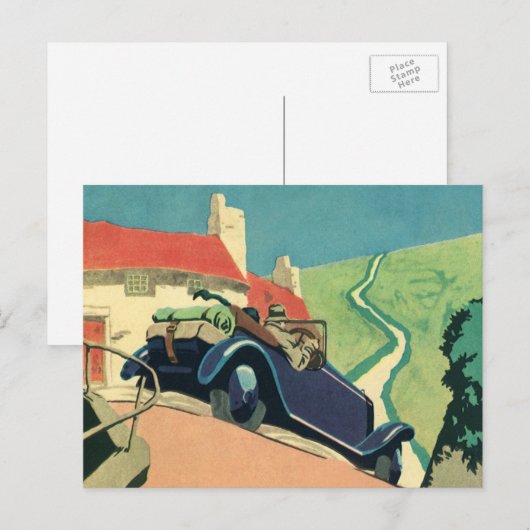 autowegvervoer met converteerbare motor in het la briefkaart (Voorkant / Achterkant)