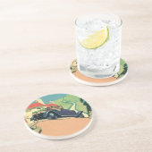  autowegvervoer met converteerbare motor in het la zandsteen onderzetter (Zijkant)