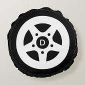 Autowiel gooien kussen met zwarte banden en velgen (Achterkant)