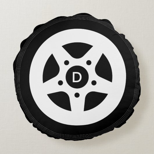 Autowiel gooien kussen met zwarte banden en velgen (Achterkant)