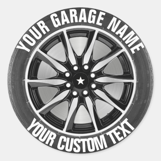 Autowiel voor reparatie van garages of autowrakken ronde sticker (Voorkant)