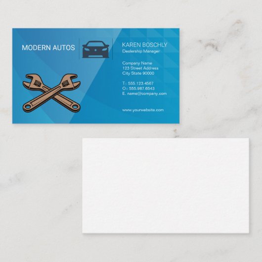 autowrak | Automatisch onderhoud | Logo van Wrench Visitekaartje (Voorkant / Achterkant)