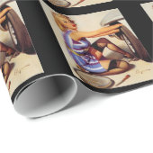  autowrak met pinupmeisje cadeaupapier (Rol Hoek)