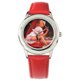  autowrak met pinupmeisje horloge