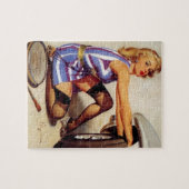  autowrak met pinupmeisje legpuzzel (Horizontaal)