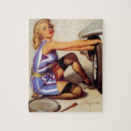  autowrak met pinupmeisje legpuzzel