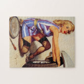 autowrak met pinupmeisje legpuzzel (Horizontaal)