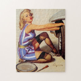  autowrak met pinupmeisje legpuzzel