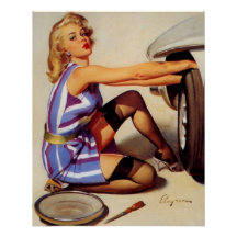 autowrak met pinupmeisje