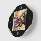  autowrak met pinupmeisje vierkante klok (Hoek)