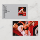  autowrak met pinupmeisje visitekaartje (Voorkant / Achterkant)