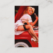  autowrak met pinupmeisje visitekaartje (Achterkant)