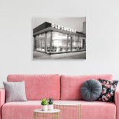 Autozaak uit het midden van de 20e eeuw, 1950. canvas afdruk (Insitu (Woonkamer))