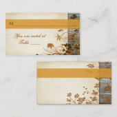 Autum Bloemen, FAUX Houten Trouwplaatskaart Plaatskaartje (Voorkant / Achterkant)