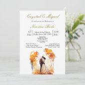 Autum bride and groom silhouette  kaart (Staand voorkant)