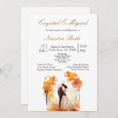 Autum bride and groom silhouette  kaart (Voorkant / Achterkant)