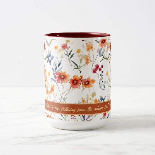 Autum Garden Floral Design Two Tone Coffee Mok (Center)