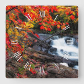 Autum Herfst Waterval Vierkante Klok (Voorkant)