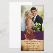 Autum laat Paarse FAUX lint bruiloft fotokaart Bedankkaart (Voorkant / Achterkant)