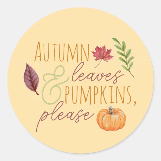 Autum Leave & Pumpkins, alstublieft Herfst Sticker (Voorkant)