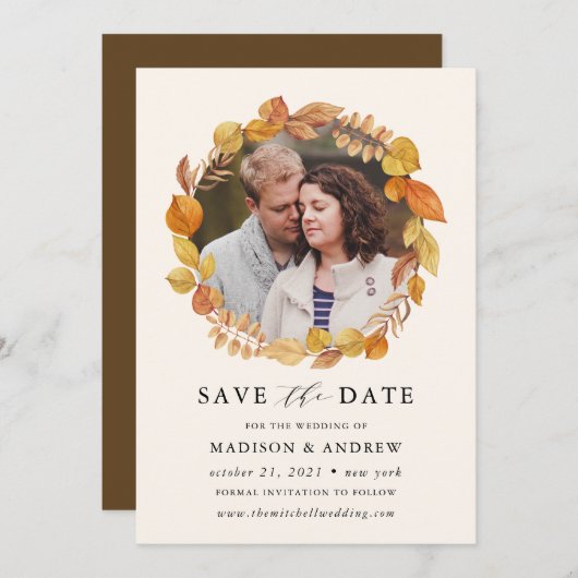 Autum Leaves | Foto slaat de Kaart Datum op (Voorkant / Achterkant)