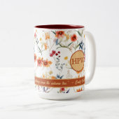 Autum Monogram Floral Classic Font Coffee Mug Tweekleurige Koffiemok (Voorkant rechts)