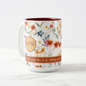 Autum Monogram Floral Classic Font Coffee Mug Tweekleurige Koffiemok (Voorkant links)