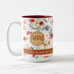 Autum Monogram Floral Design Two Tone Coffee Mok