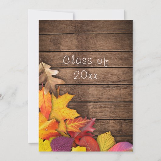 Autum verlaat houten Afstuderen uitnodiging Sjablo (Achterkant)