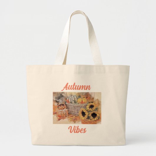 Autum Vibes Herfst pompoenen herfstkleuren waterve Grote Tote Bag (Voorkant)