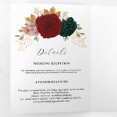 Autumanal goud Bourgondië Emerald Greeny bruiloft Drieluik Aankondiging (Binnenzijde eerst)