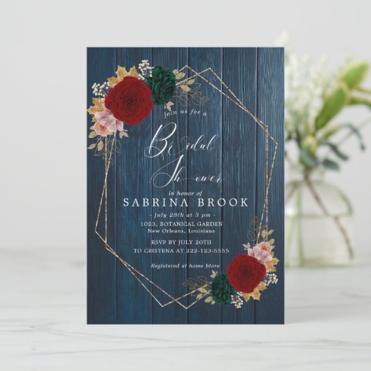 Autumanal houten | Bourgogne Emerald Vrijgezellenf Kaart (Staand voorkant)