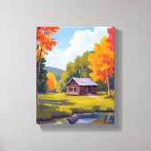 Autumn Abode Lakeside Cottage Canvas Afdruk (Voorkant)