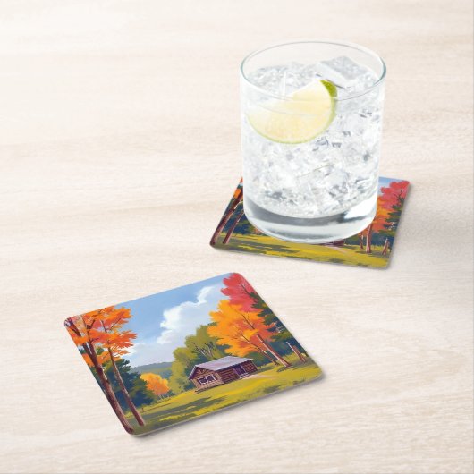 Autumn Abode Lakeside Cottage Kartonnen Onderzetters (Insitu)