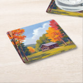 Autumn Abode Lakeside Cottage Kartonnen Onderzetters (Schuin)