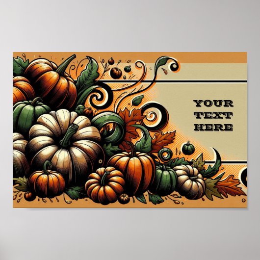 Autumn Abundance - pompoen patch Poster (Voorkant)