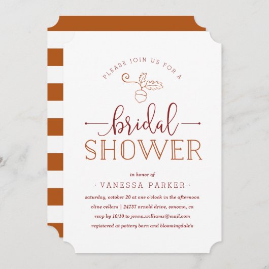 Autumn Acorn Bridal Shower Kaart (Voorkant / Achterkant)