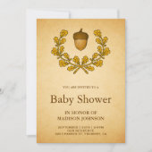 Autumn Acorn Oak Leaves Krans Baby shower Kaart (Voorkant)
