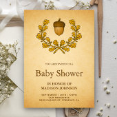 Autumn Acorn Oak Leaves Krans Baby shower Kaart