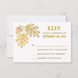 Autumn Acorns and Oak Leaves Wedding RSVP Kaartje