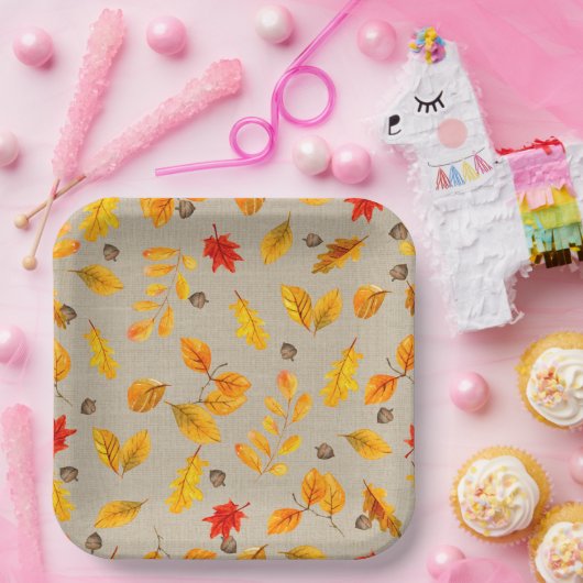 Autumn Acorns en Leaves Papieren Bordje (Feest)