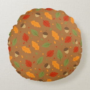 Autumn Acorns en Leaves Rond Kussen
