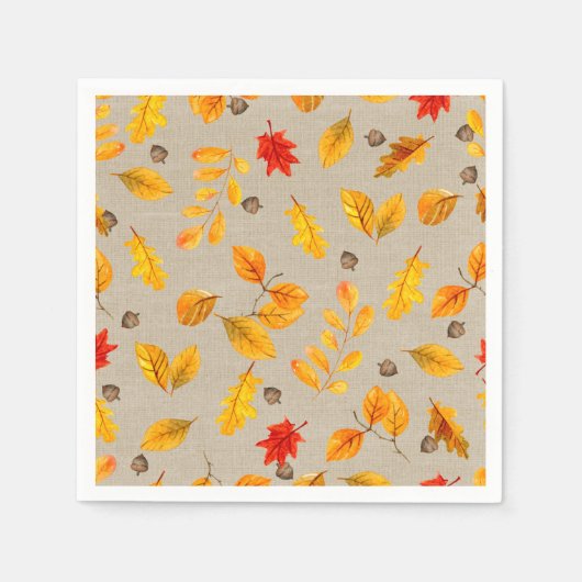 Autumn Acorns en Leaves Servet (Voorkant)