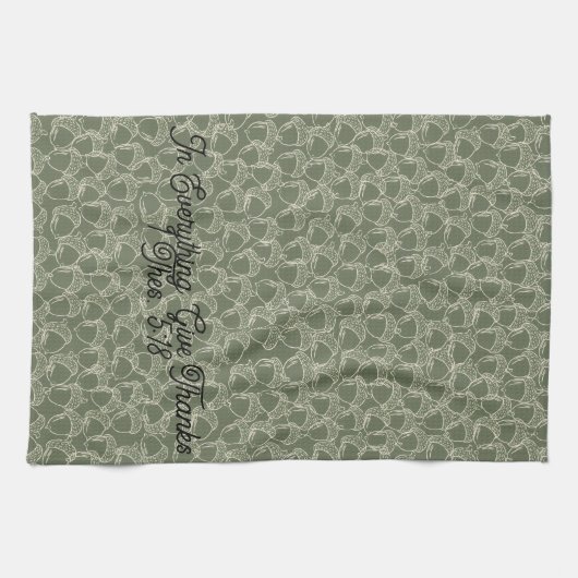 Autumn Acorns in Olive Theedoek (Horizontaal)