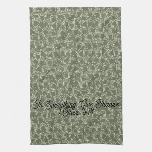 Autumn Acorns in Olive Theedoek (Verticaal)