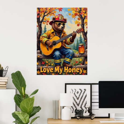 Autumn Acoustic: Rustic Strums van het Beer Poster (Thuiskantoor)