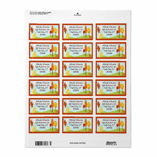Autumn-adreslabel Etiket (Full Sheet)