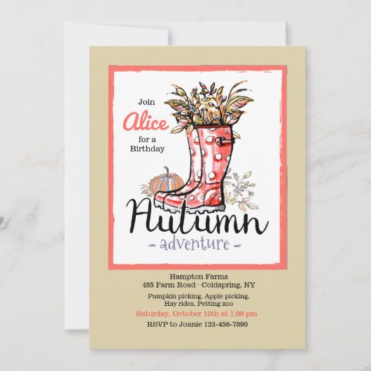 Autumn Adventure Invitation Kaart (Voorkant)