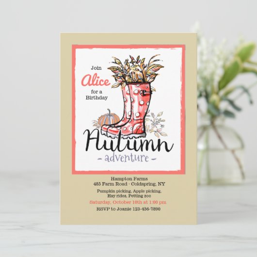 Autumn Adventure Invitation Kaart (Staand voorkant)